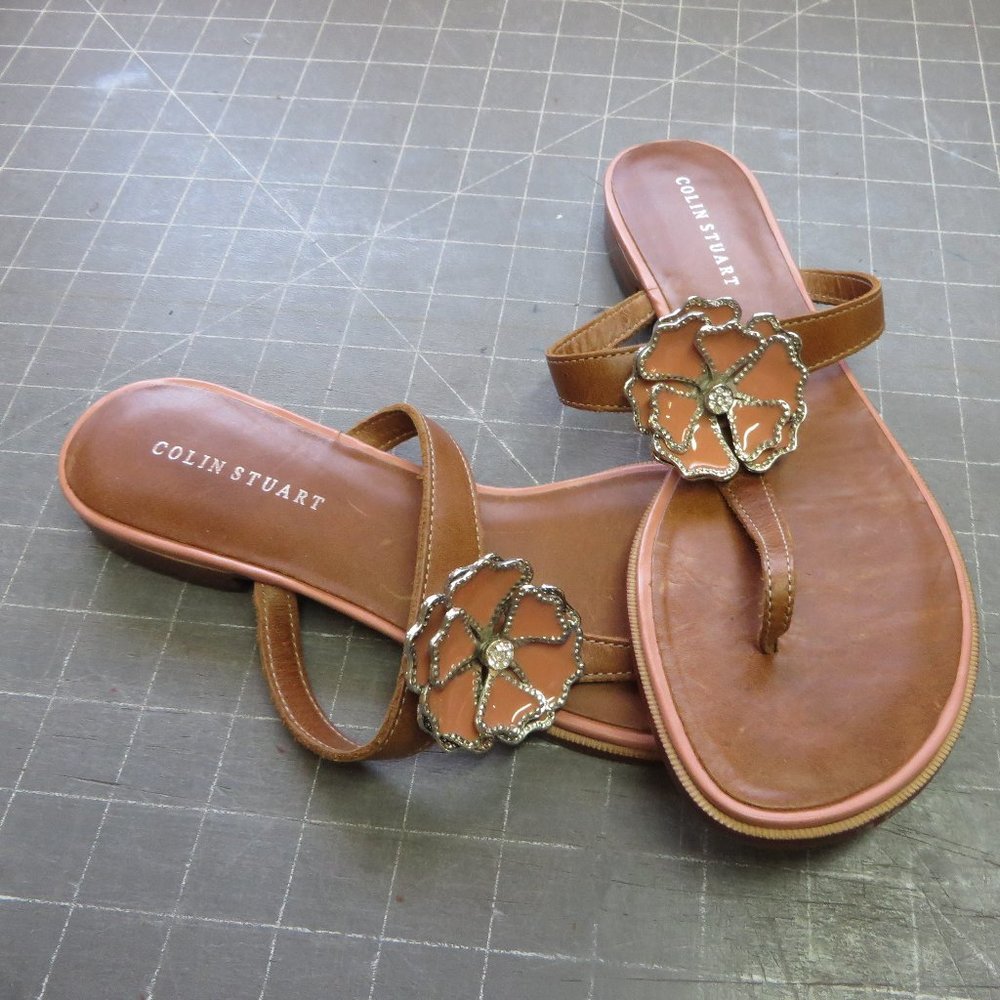 Colin Stuart sandals enameled flower ctr